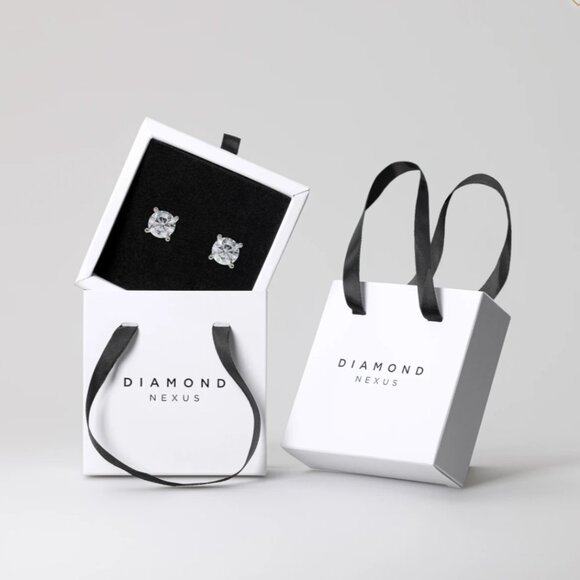 Oval Solitaire Earrings w/ 3/4 Tcw Oval Centers 14K White Gold Lab Grown Diamond - Picture 3 of 3